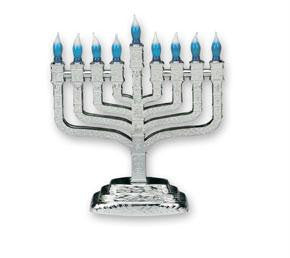 Electric Menorahs & Candlesticks - Plastic Electic Menora In Silver gloss finish