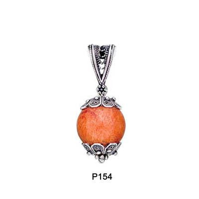 Pendants & Amulets - Sterling Silver and Coral Pendant