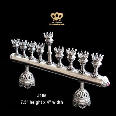 Sterling Silver Menorahs - Sterling Silver Filigree Hanukkah Menorah & Shabbat Candlesticks Amethyst