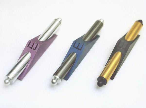 Metal Mezuzahs - Color Pyramida Mezuza - Anodized Aluminum Gold & Dark Gray Shin