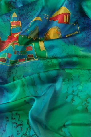 Women Silk Hand Painted Scarves - Jerusalem Scarf