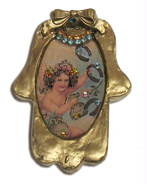 Hamsa & Jewish Blessings - Good Luck Angel Mini Hamsa by Michal David