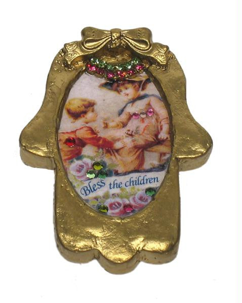 Hamsa & Jewish Blessings - Bless the Children Mini Hamsa by Michal David