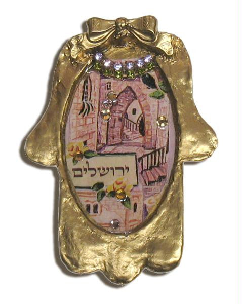 Hamsa & Jewish Blessings - Jerusalem Mini Hamsa by Michal David