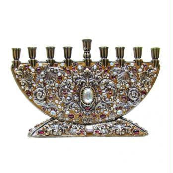Menorahs by Michal Golan - Extravagant Scroll and Feather Menorah