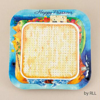 Plastic & Paper Serveware - Exodus to Freedom Paper Plates, Square w-Rounded Edge - Pack 0f 8