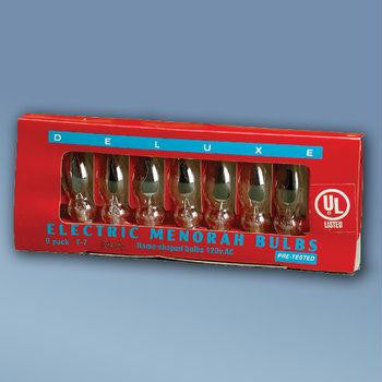 Electric Menorahs & Candlesticks - Flickering Flame Shaped Menorah Bulbs - Set of 9