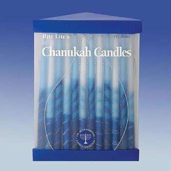 Candles - Premium Chanukah Candles - Blue, Light Blue & White, Striped