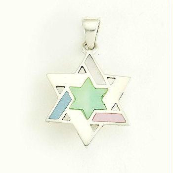 Pendants & Amulets - Sterling Star of David Pendant with Mother of Pearl
