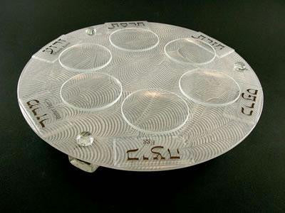Glass Seder Plates - Sands Cream Seder Plate 2 Piece Set,Seder Plate & Matzah Tary Add
