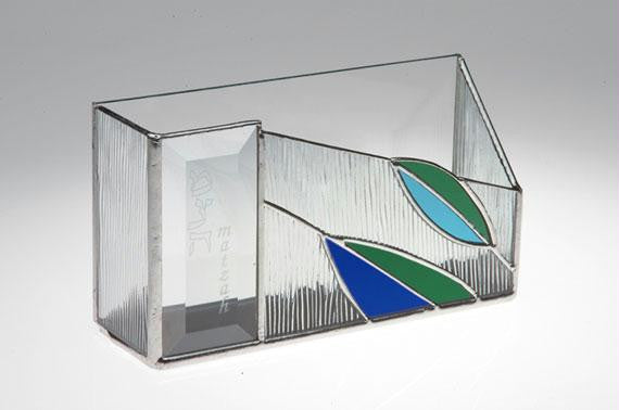 Glass Matzah Trays and Matzah Holders - Mirrored Leaf Matzah Holder English & Hebrew (as shown)