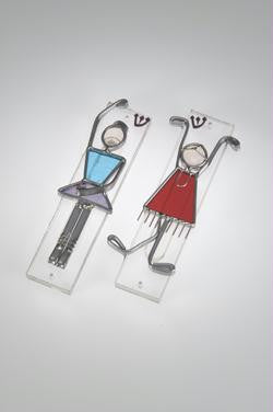 Handmade Glass & Stained Glass Mezuzahs - Dance Mezuzot Male Jazz