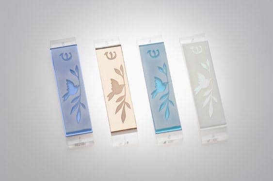 Handmade Glass & Stained Glass Mezuzahs - Dove of Peace Mezuzah Peasch Mirror