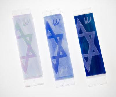 Bar Mitzvah and Bat Mitzvah Mezuzahs - Star of David Mezuzah Light Bule Iridescent