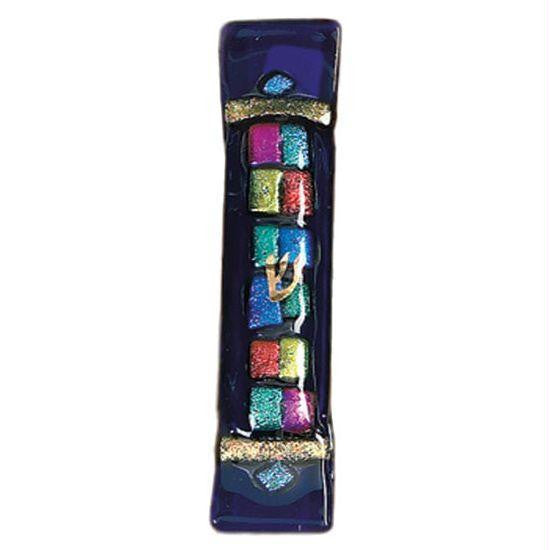 Handmade Glass & Stained Glass Mezuzahs - Twelve Tribes Shimmering Mezuzah