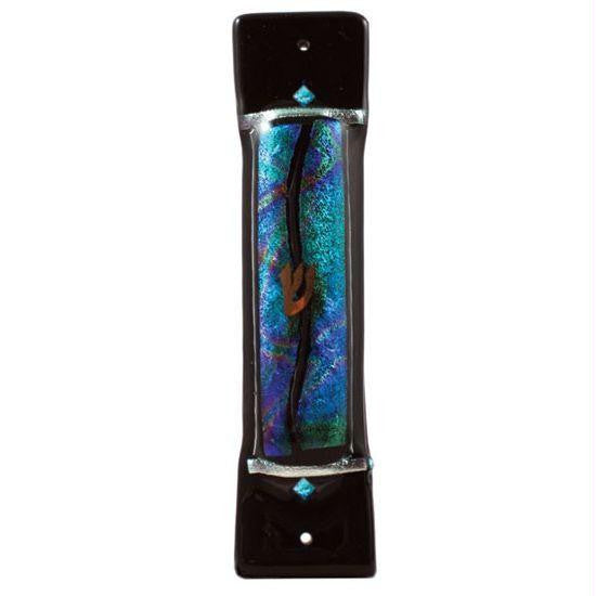 Handmade Glass & Stained Glass Mezuzahs - Parting of the Sea Mezuzah