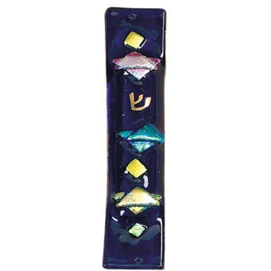 Handmade Glass & Stained Glass Mezuzahs - Three Stars Mezuzah