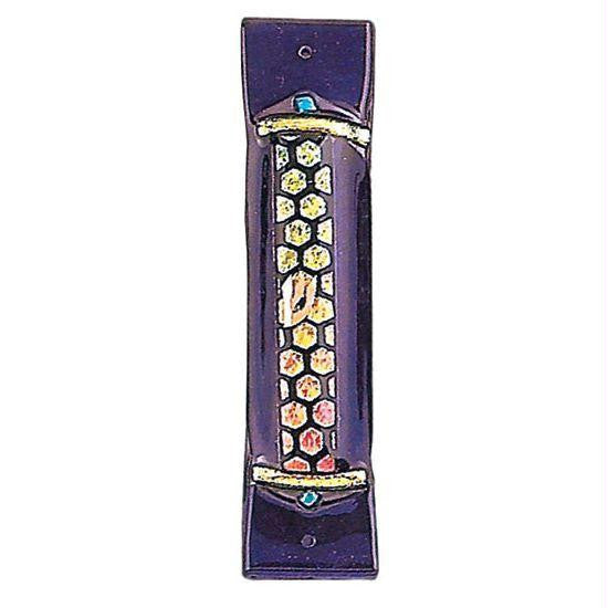 Handmade Glass & Stained Glass Mezuzahs - Honey Comb Mezuzah