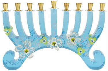 Handmade Glass Menorahs - Glass Menorah