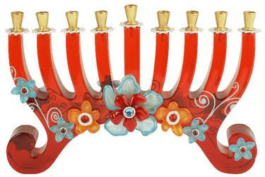 Handmade Glass Menorahs - Glass Menorah