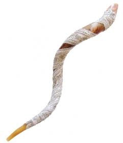 Yemenite Shofars - Yemenite Decorated Shofar - White and Silver 40&quot;-44&quot;