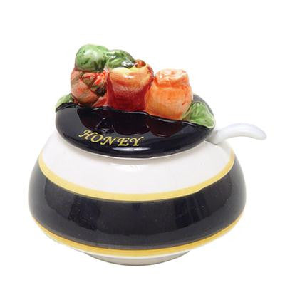 Ceramic Honey Dishes - Black and White Honey Dish
