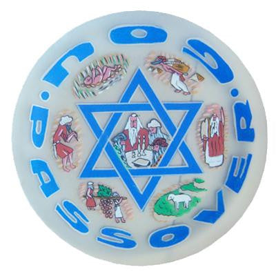 Glass People Sculptures - Frosted Glass Hand Painted Seder Plate