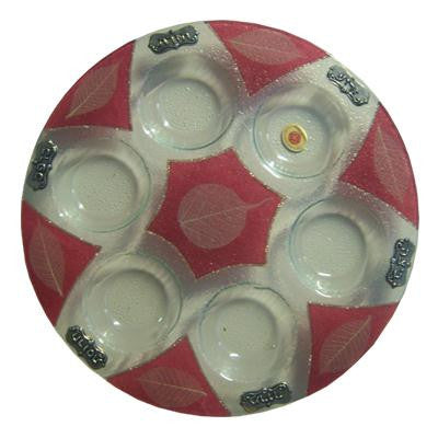 Glass Seder Plates - Red and White Glass Seder Plate