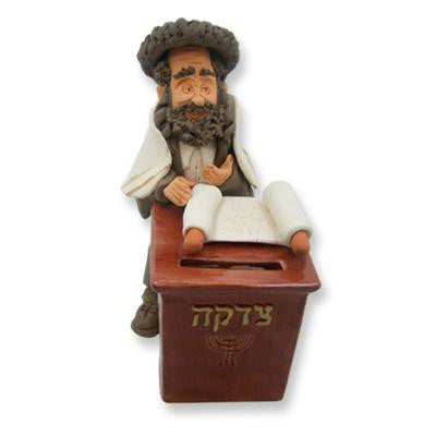 Ceramic Tzedakah Charity Boxes - Ceramic Rabbi Tzedakah box
