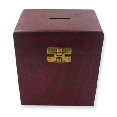 Wooden &amp; Carved Tzedakah Box - Classic Square Wooden Tzedakah Box