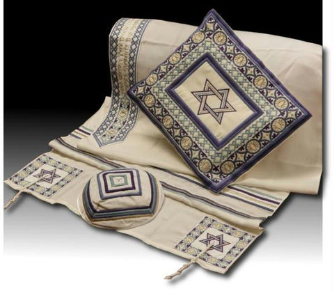 Superior Tallits for Men - Superior Embriodered Tallit 100% Wool fabric Add