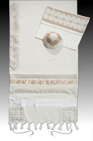 David Collection - Men Tallit Set - Gold Fabric-Viscose