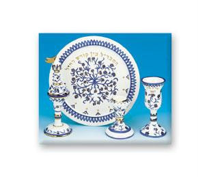 Ceramic Havdalah Sets - 4pc Havdola Set With Plate