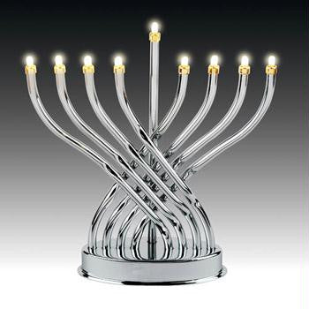 Electric Menorahs &amp; Candlesticks - Silverplated Low Voltage Electric Menorah