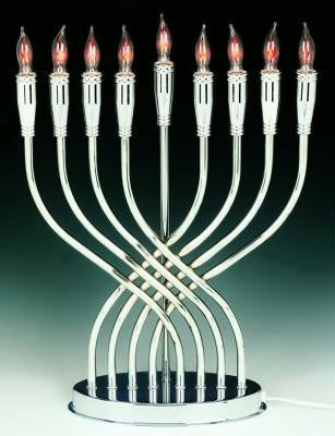 Electric Menorahs &amp; Candlesticks - Illumination Electric Menorah Silver Plated