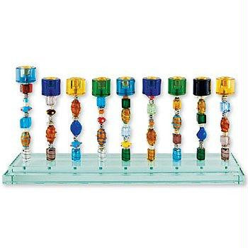 Handmade Glass Menorahs - Glass Beaded Menorah