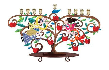 Metal Menorahs - Tree Of Life Menorah