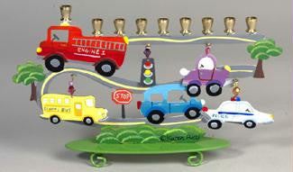 Metal Menorahs - Cars Menorah