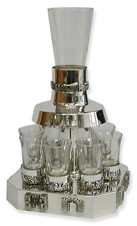 Sterling Silver Fountains Sets - Sterling Silver Kiddush Fountain Set