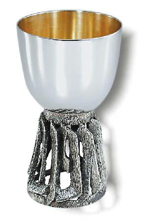 Sterling Silver Kiddush Cups - Sterling Silver Kiddush cup on cast base - Bore Pri Hagefen