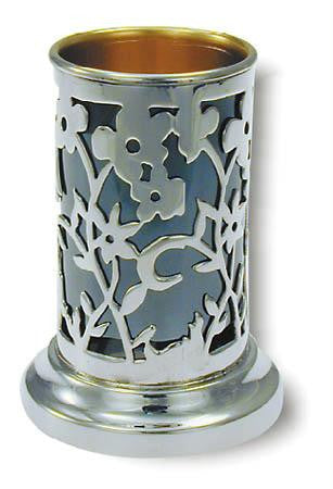 Sterling Silver Kiddush Cups - Sterling Silver Kiddush Cup - cut out flower design