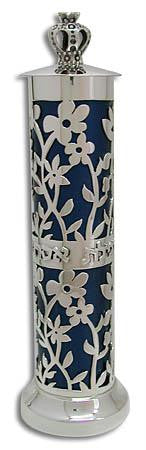 Sterling Silver Megillah Cases - Sterling Silver Megillah Case - cut out flower motif