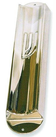 Sterling Silver Mezuzahs - Sterling Silver Mezuzah Concave with letter Shin 3.9 Inch Ashkenaz Standard Kosher Scroll Add