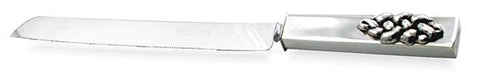 Challah Knives - Rectangular handle Silver Challah Knife in precious casting