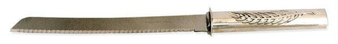 Challah Knives - Round Handle Sterling Silver knife wheat motif