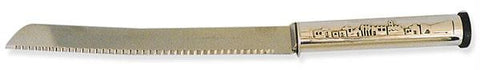 Challah Knives - Round handle silver Jerusalem of Gold Panorama Knife