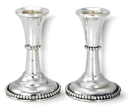 Sterling Silver Candlesticks - Sterling Silver Candlesticks - two rows of pearls