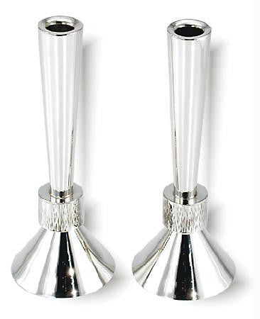 Sterling Silver Candlesticks - Sterling Silver Polished Candlesticks with hammered cylinder