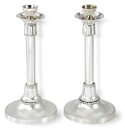 Sterling Silver Candlesticks - Sterling Silver Candlesticks - with four rows of pearls