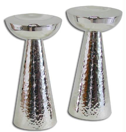 Sterling Silver Candlesticks - Sterling Silver Candlesticks hammered, mushroom shape